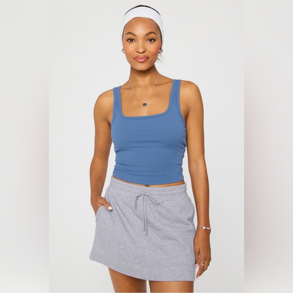 Fabletics Cropped Blue Ribbed Top - Picture 2 of 5